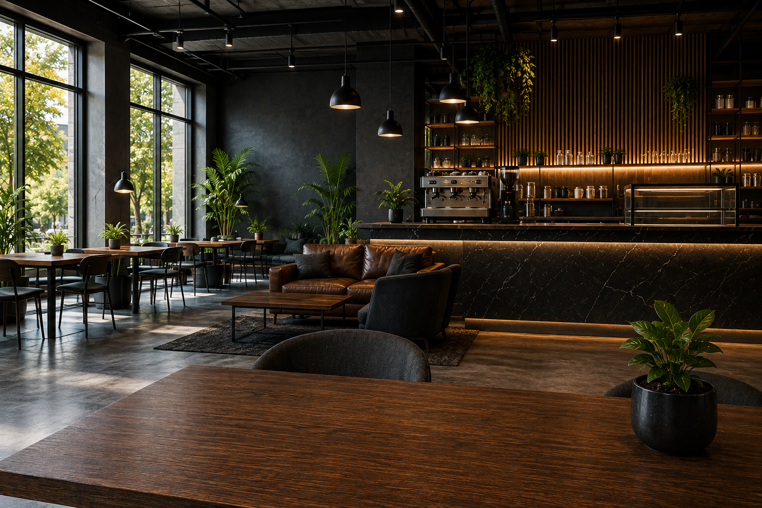 Modern cafe and creative workspace location